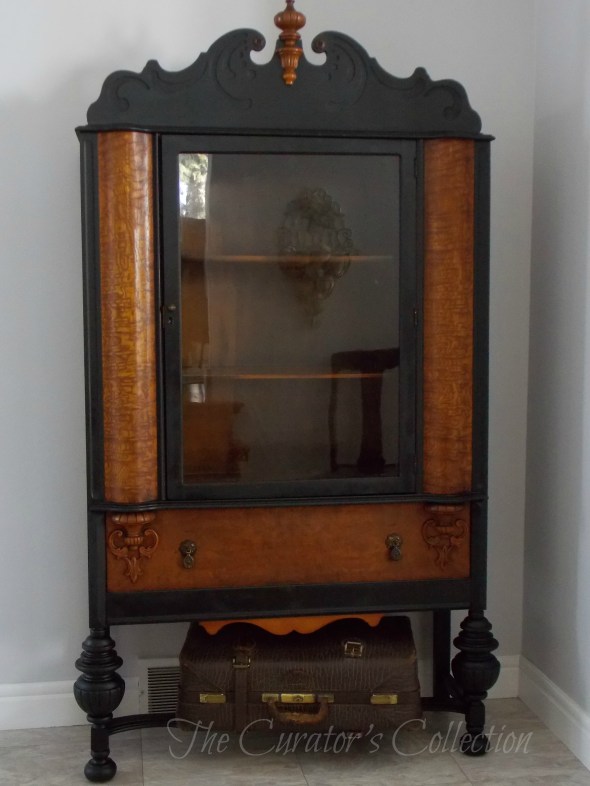 1920's China hutch makeover in typewriter milk paint 027