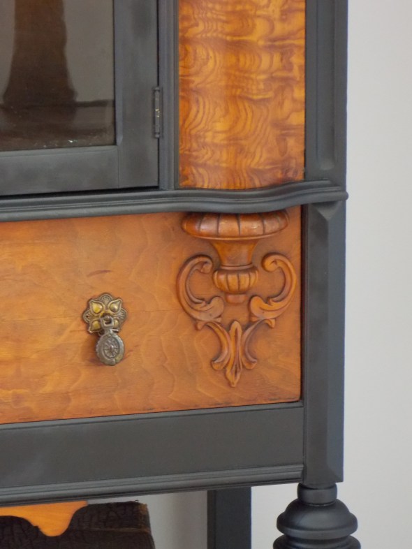 1920's China hutch makeover in typewriter milk paint 042