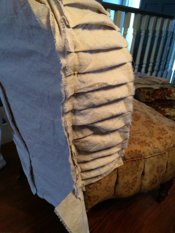slipcovered bench and the making of the slipcovered chair 021
