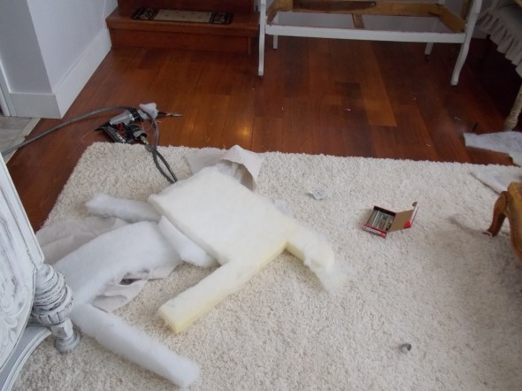 Settee before and during, Sherry's bench makeover 039