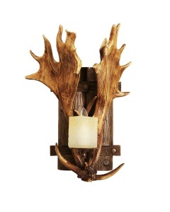 antler sconce with glass candle light